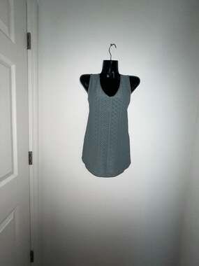 SHEIN Women's Green Eyelet Embroidered V-Neck Sleeveless Tank Dress